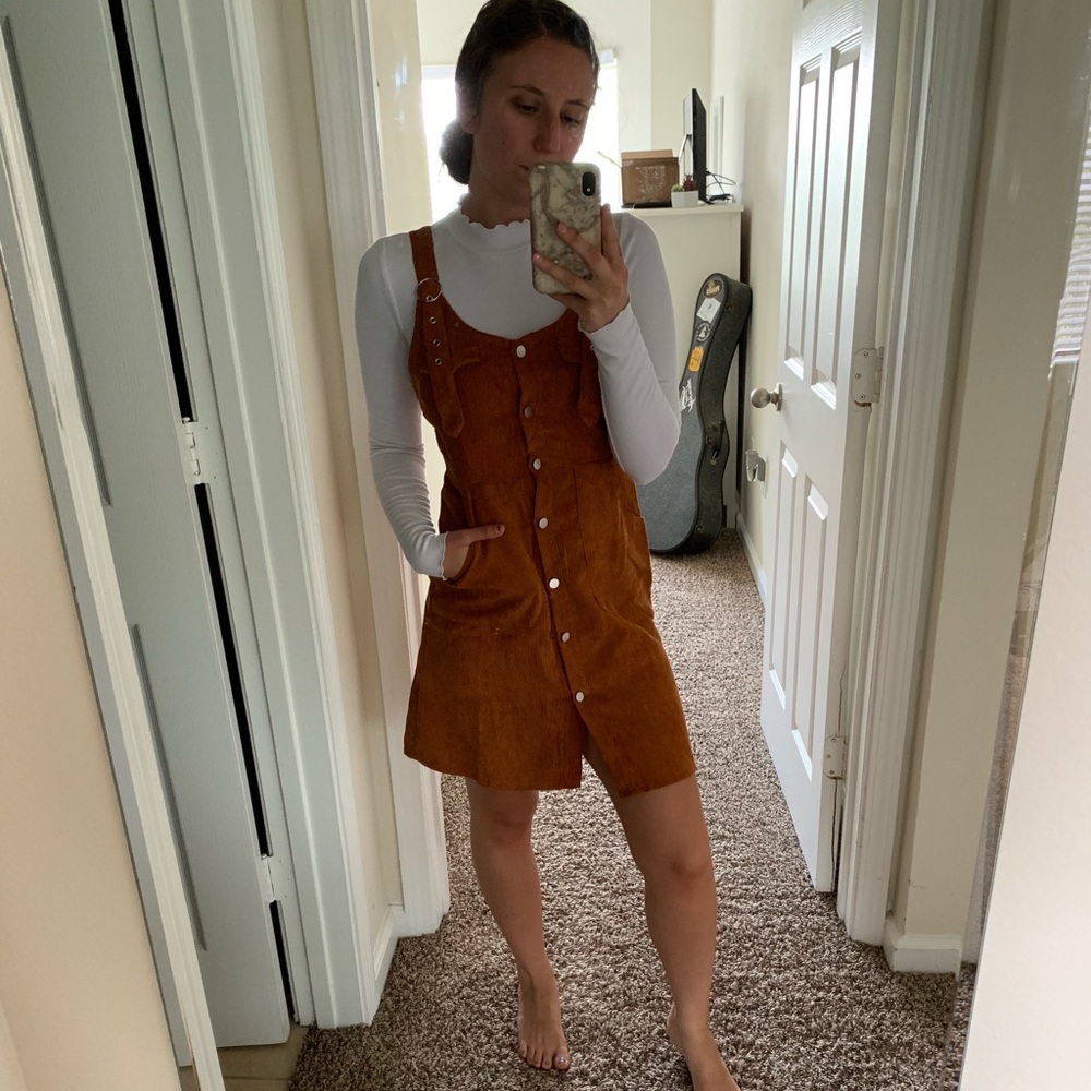 Button Down Corduroy Pinafore Dress
